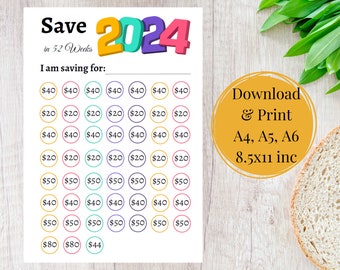 Sfide di risparmio per redditi bassi 2024, Budgeting, PDF, Stampabile, Scaricabile, A4, A5, A6, Formato lettera USA, Sfide di risparmio, Tracker di risparmio