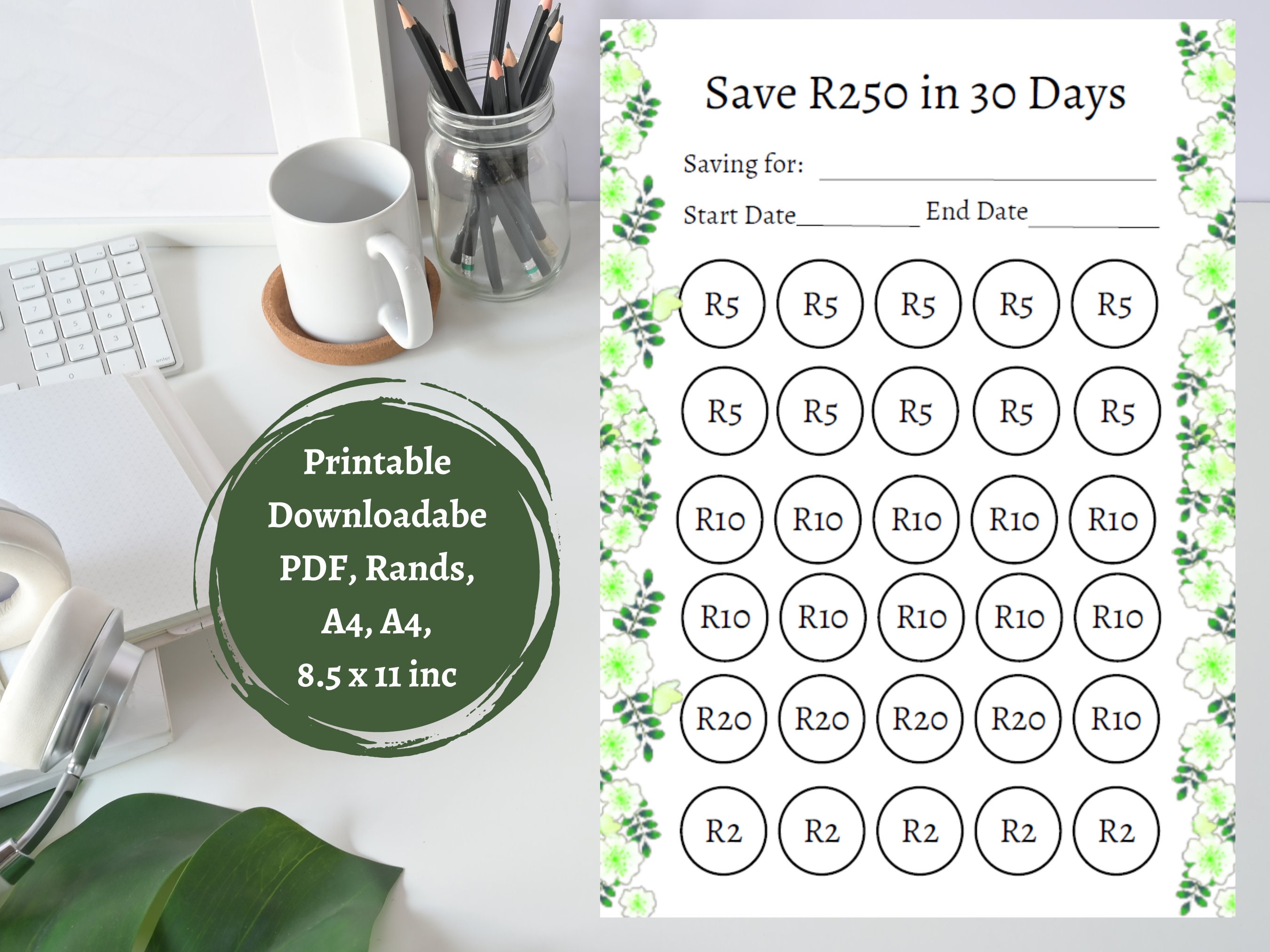Rands 30 Day Savings Challenge Low Income Savings Tracker Bundle R250 rands-30-day-savings-challenge-low-income-savings-tracker-bundle-r250