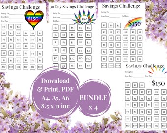 BUNDLE Low Income Savings Challenges, Budgeting, PDF, Print, Download, A4, A5, A6, US Letter Size, Fun Minimalist Saving Tracker, 2023 Goals