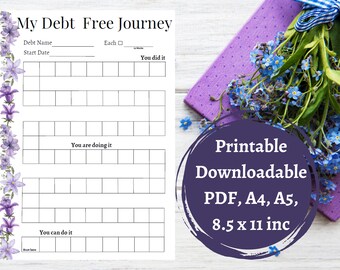 Pagamento del debito, Monitoraggio del debito, Pianificatore finanziario, Senza debiti, Stampabile, Scaricabile, PDF, A4, A5, 8.5x11 inc, Pagamento dei prestiti agli studenti, Pagamento del credito