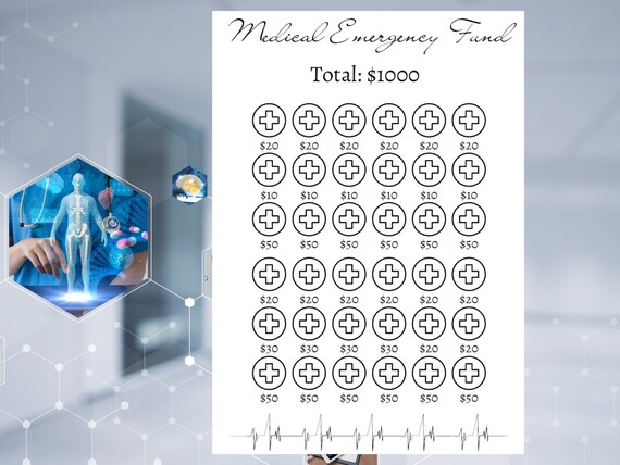 Medical Emergency Savings Challenges, Low Budget, PDF, Download, Print A4, A5, A6, A7, US Letter Size, Saving Challenges, Financial Goals