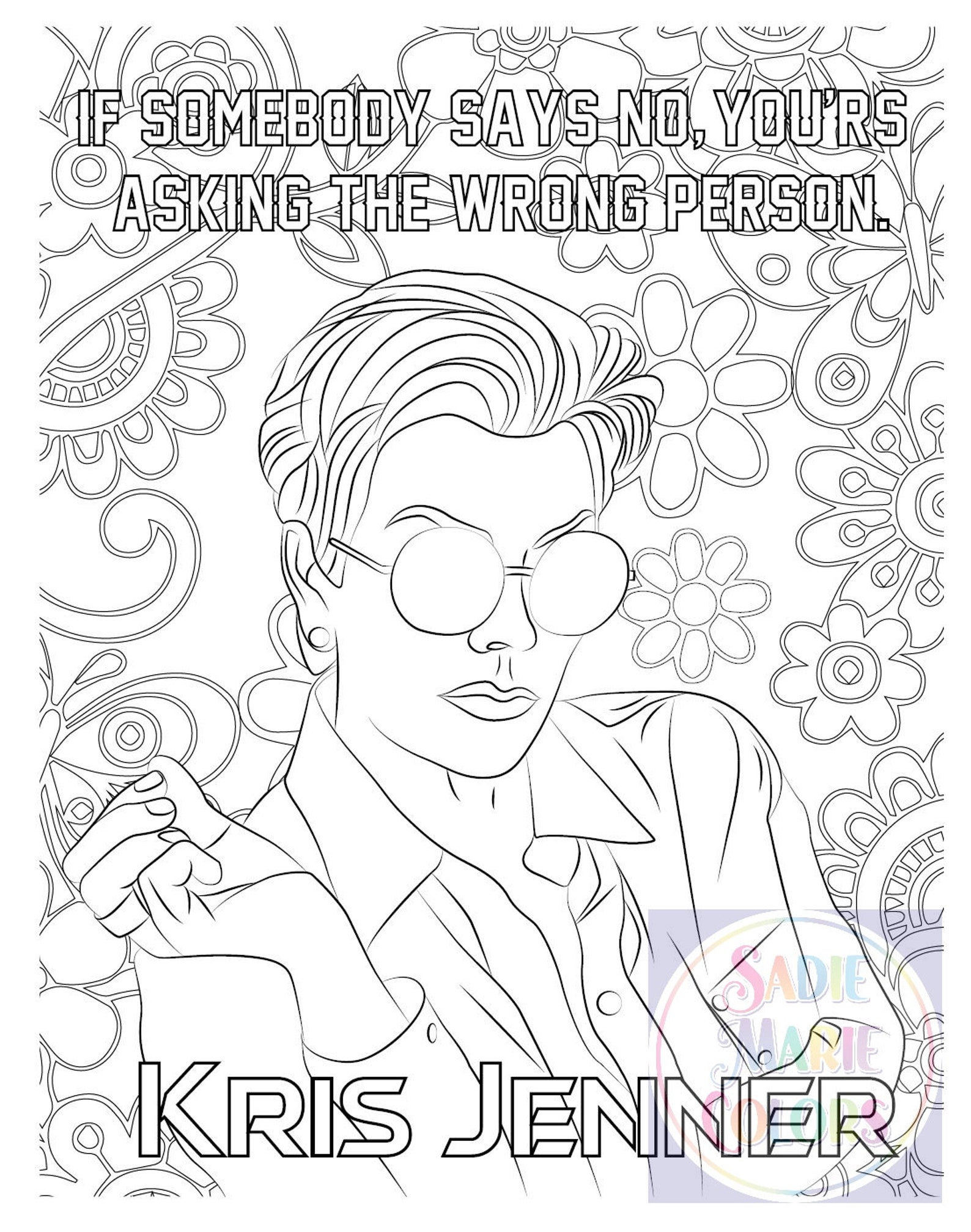 Kim Kardashian Adult Coloring Page, Coloring Therapy, Keeping up With