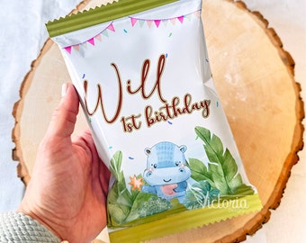 Jungle | Watercolor jungle chip bags | Jungle chip bags | Personalized chip bags Favors | jungle Favors | jungle first Birthday | jungle