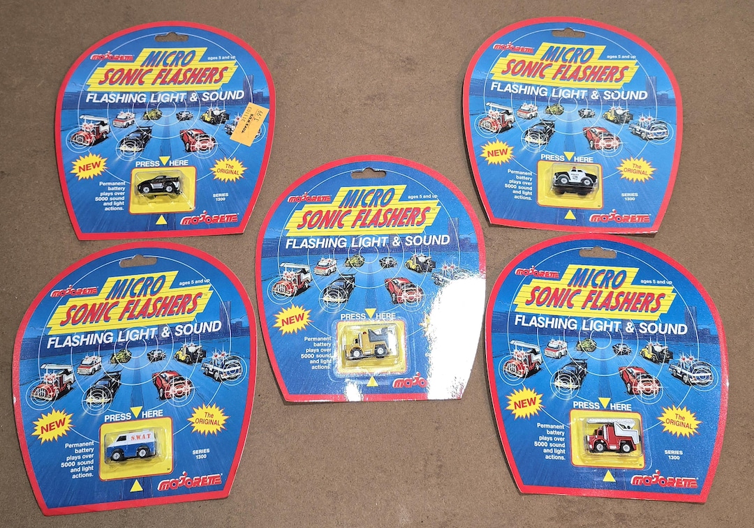Vtg 1980s Majorette Micro Sonic Flashers Lot of 5 NISB #3 SWAT & Police ...
