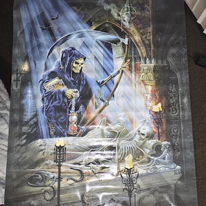 Vintage 1999 The Alchemy Carta Poster Grim Reaper Death 24"x34" by Aquarius