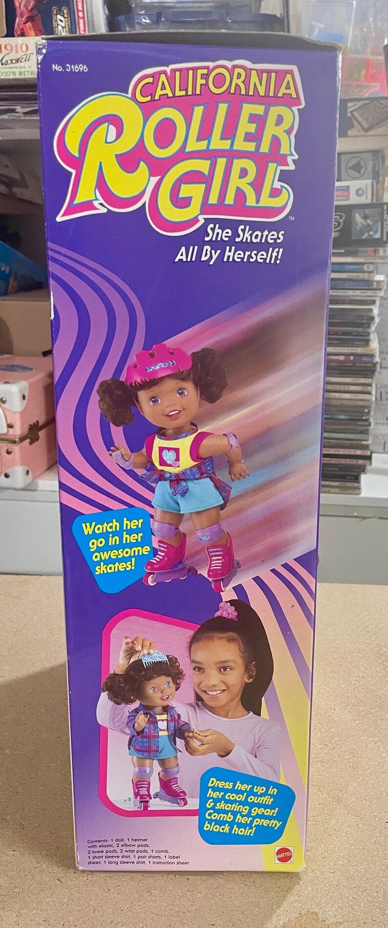 Vintage 1997 California Roller Girl Afro-Amerikaanse pop van Mattel NIB 31696 afbeelding 2