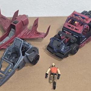 Vtg 1980s G.I. Joe Dreadnok Thunder Machine/Firebat/Overlord Cobra Vehicles (for parts/repair)