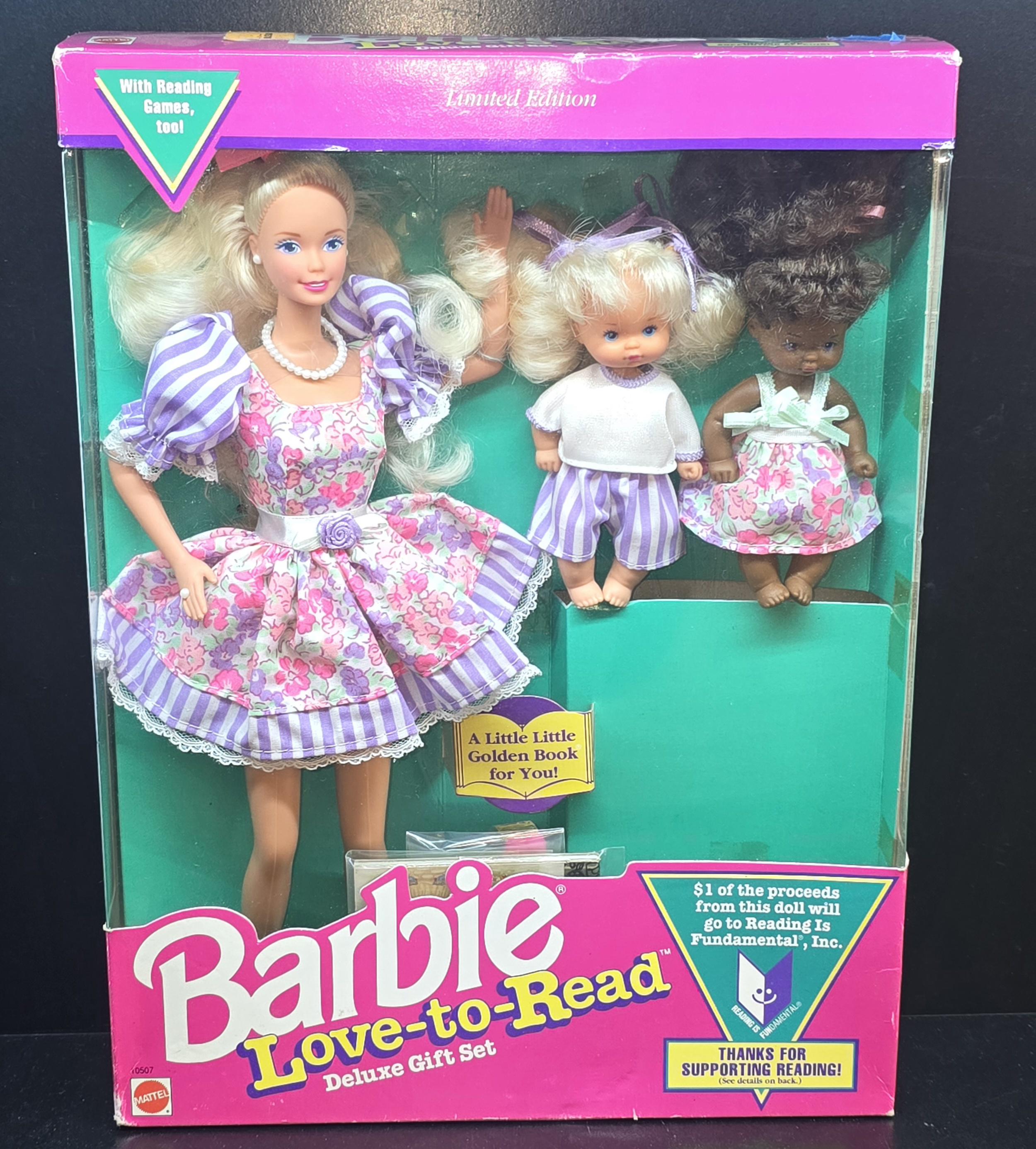 Vtg 1992 Barbie Love-to-read Deluxe Gift Set Dolls by Mattel