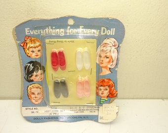 Vintage 1980s Dolly Fashions Inc. Set of 4 Pairs of Shoes Sealed Card Blister