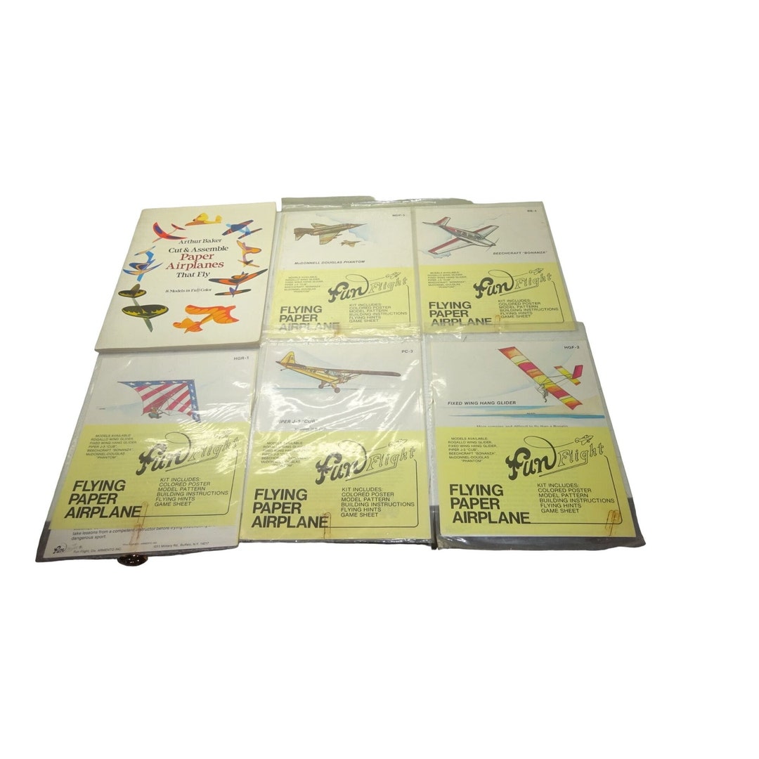Vintage 1982 Paper Airplanes That Fly Book and 5 Fun Flight Paper