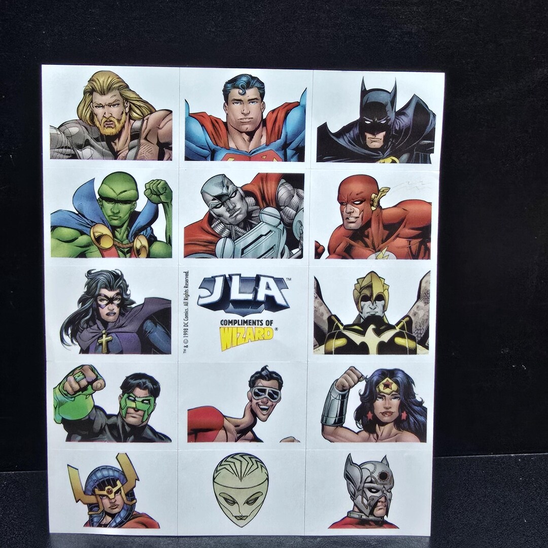 Vtg 1998 Wizard DC Comics Justice League of America JLA Promo Stickers ...