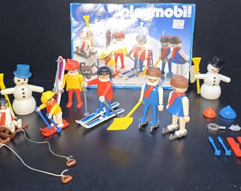 Vtg 1985 Geobra Playmobil 3467 Familie im Skiurlaub (fast komplett)