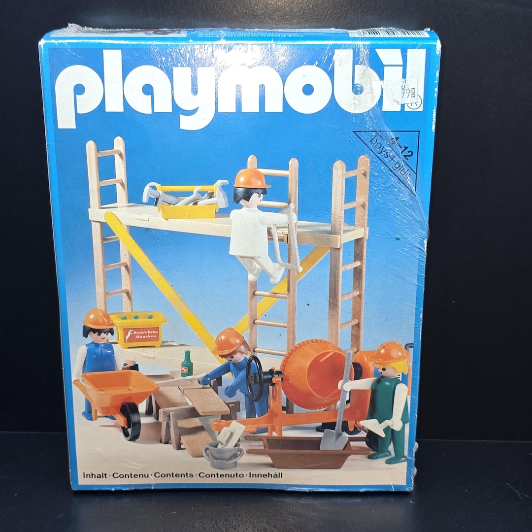 Vtg 1980s Playmobil Construction System Scaffold & Carpenters #3492 NIB ...
