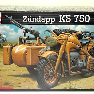 Raro Revell 1/9 Zundapp KS 750 mit Beiwagen com kit de modelo Sidecar #03071 selado