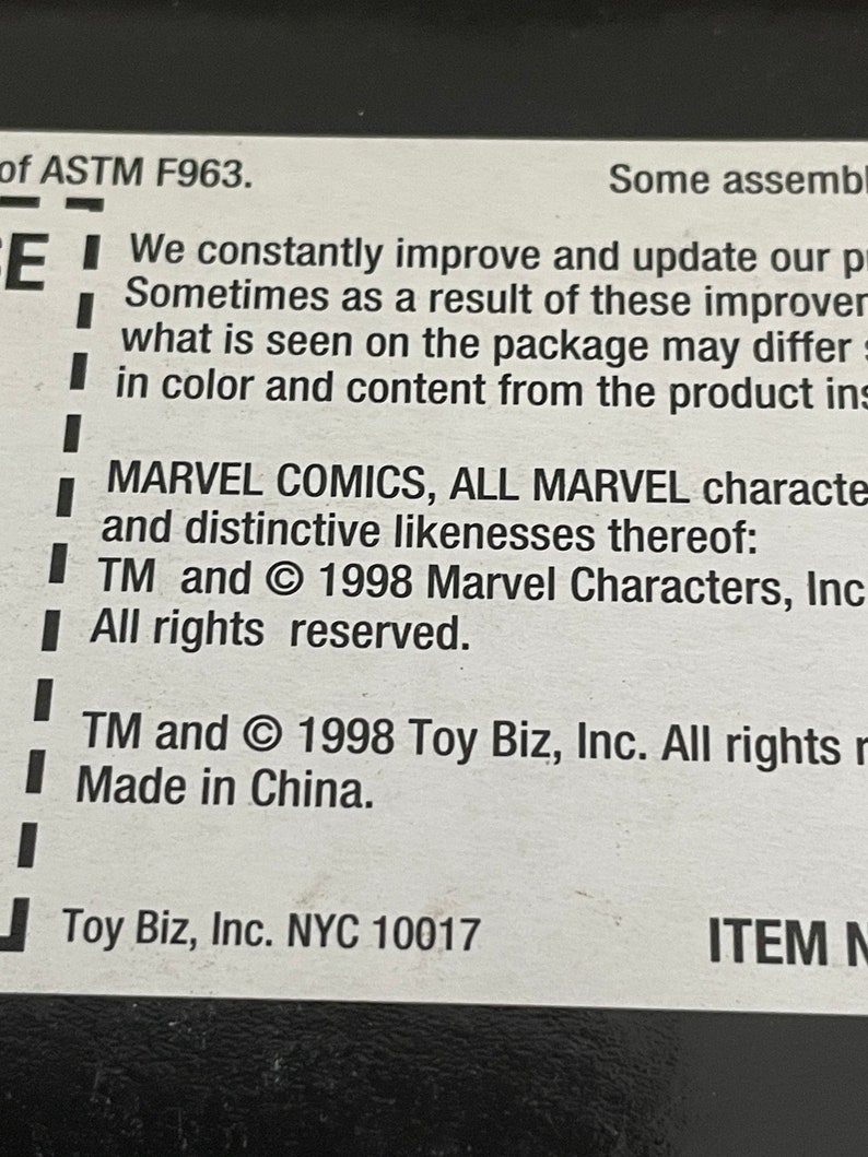 Vintage 1998 Toy Biz Marvel Comics Level 1