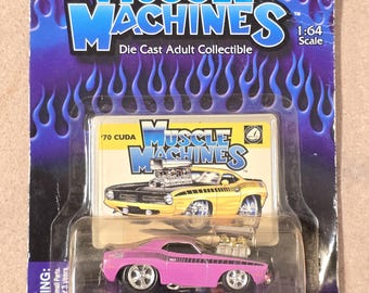 Muscle Machines 1/64 Purple '70 Cuda Diecast Car #01-2 W