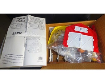 Vintage Sears/Sunrise Inc. Horse Stable Barn Playset with Horses & Accessories
