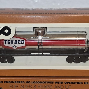 Vtg 1980s Tyco HO Scale Single Dome Texaco Tank Car Chrome Finish NIB