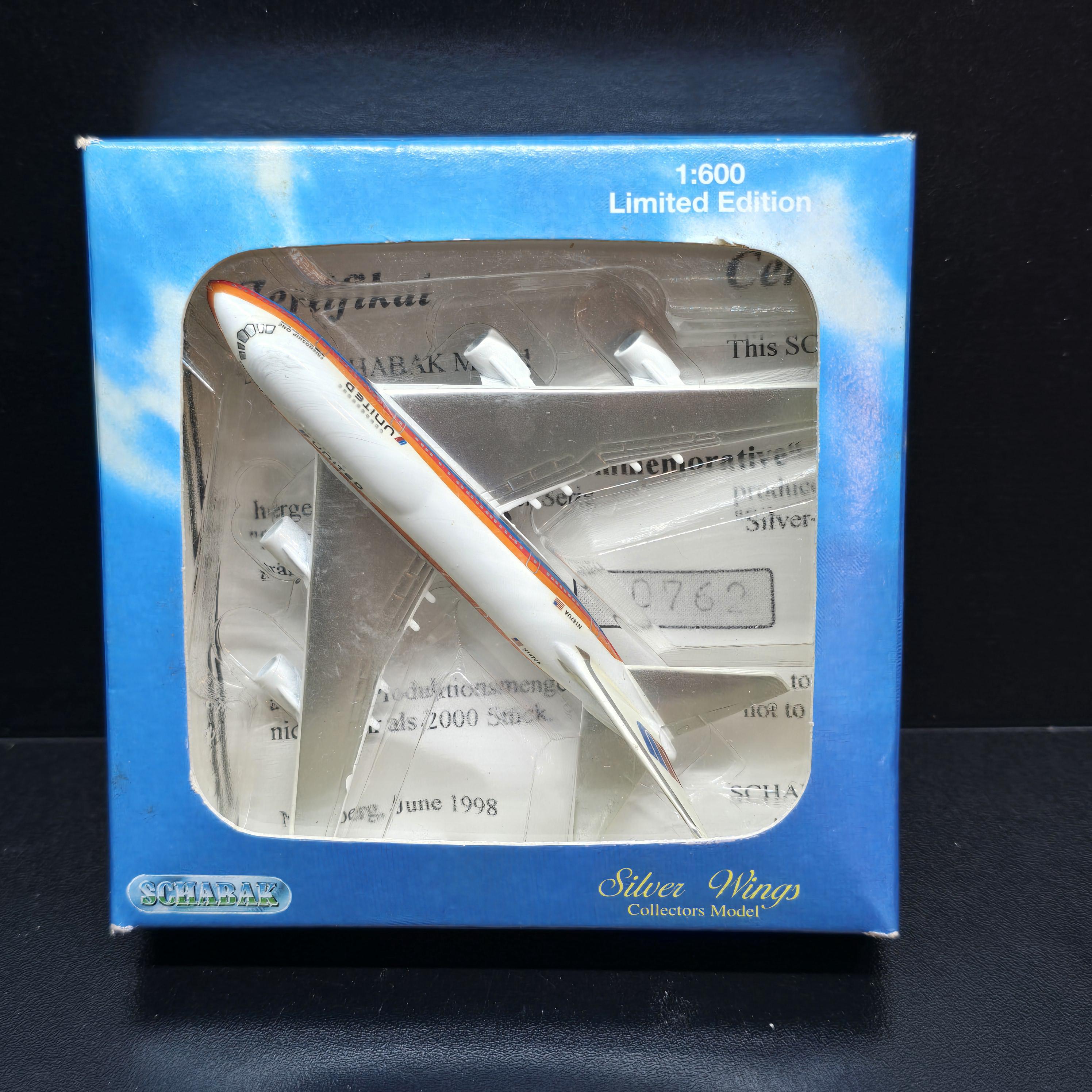 Vtg 1980s Schabak 1:600 Scale Limited Edition Boeing 747/SP United