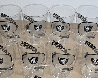 Vtg 1980s Raiders NFL Football Comet (8) Plastic Party Tumbler Cups 10oz
