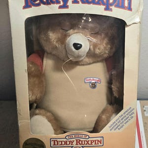 Vtg 1985 Teddy Ruxpin by Worlds of Wonder Tested & Working Complete (box wear)