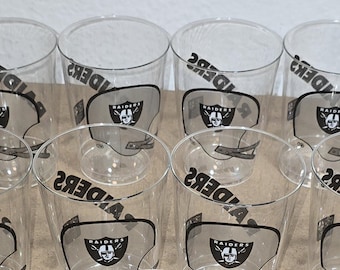 Vtg 1980s Raiders NFL Football Comet (8) Plastic Party Tumbler Cups 10oz