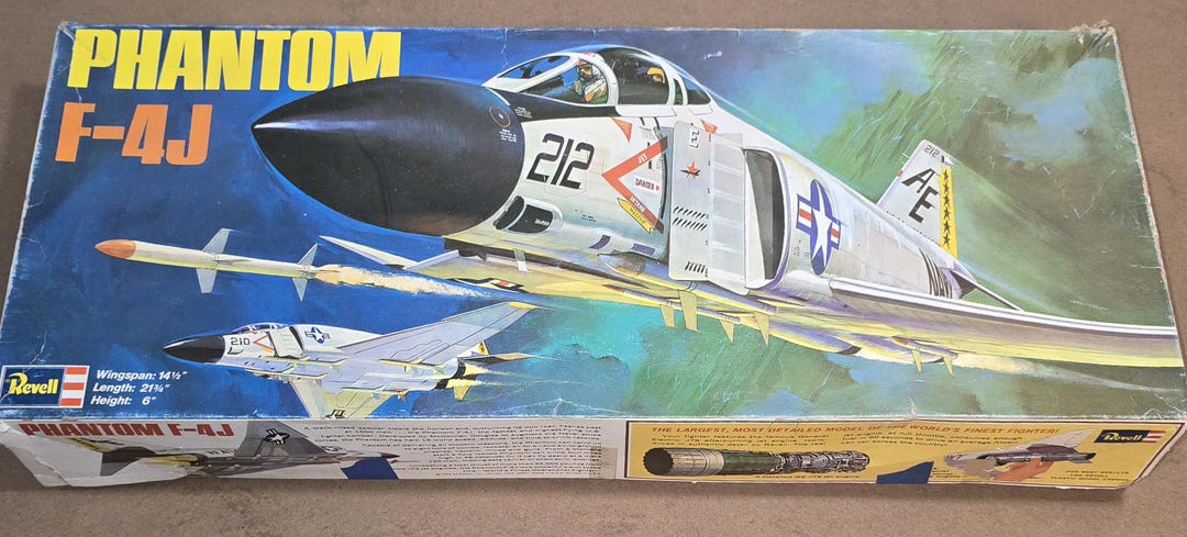 Phantom Model Kit Vtg 1972 Revell F-4J Phantom Model Kit 1:32 Scale #H-188 (complete ...