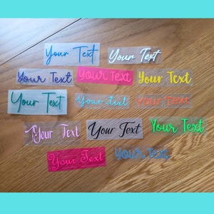 Custom Iron-On Vinyl Decal, Personalised Heat Transfer Text, Name Labels for Clothing, Custom HTV in Any Font, Size & Colour, Custom clothes