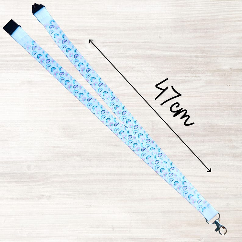 Personalised Rainbow lanyard with name with breakaway clasp and claw clip