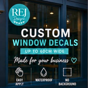 Custom Window Decal, Personalised Business Sign, Logo or Text Shop Window Sticker, Single Colour Vinyl Waterproof