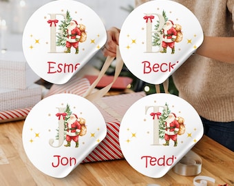 Gepersonaliseerde kerststickers, kerstcadeaulabels, feestelijke naamkaartjes rood