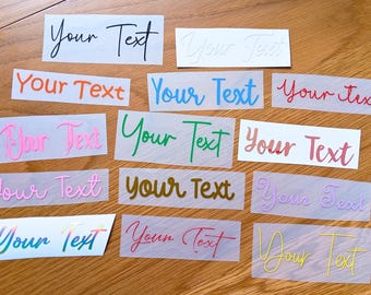 Custom Text Vinyl Decal Sticker, Personalised Name Label, Wedding, Kids, Christmas