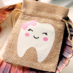 Personalised Tooth Fairy bag - Jute Drawstring Tooth Fairy pouch - Tooth Fairy Bag For Boys and Girls - Tooth Fairy Treat Bag, traditions