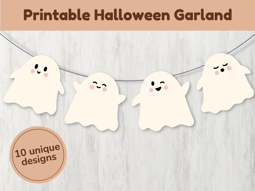 Cute Halloween Ghost Garland Banner Printable DIY Digital - Etsy UK