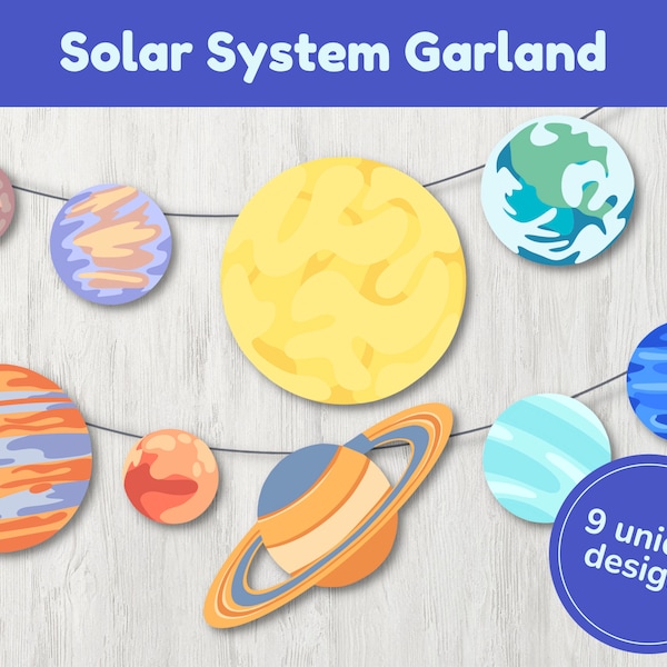 Solar System Planets Banner | Printable Garland DIY for Galaxy Birthday Party or Home Space Decor | Digital Download