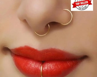 Fake Nose Rings  Lip Hypoallergenic Faux Septum Ring No Piercing 8mm 10mm GOLD Silver