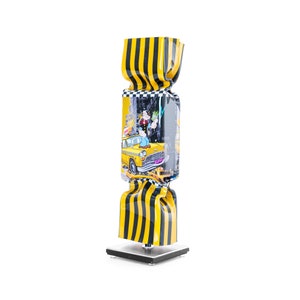 Yellow Cab Candy Art 30cm Liquid Pop Art Kunstwerk by Daniels, Popeye, Betty Boop
