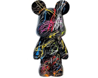 Teddybeer Luxe Popart Kunstbeeld Zwart Staand 50cm Splash Art Woondecoratie Bearbrick Replica