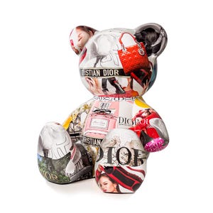Statue Ourson Assis Pop Art Luxe en Résine Noir 34cm Decoration