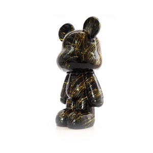 Teddybeer Standbeeld Zwart Staand 50cm Goudkleurige Splash Art Statue Ours en Résine Funky Bear Pop Art Kunsthars Bearbrick afbeelding 2