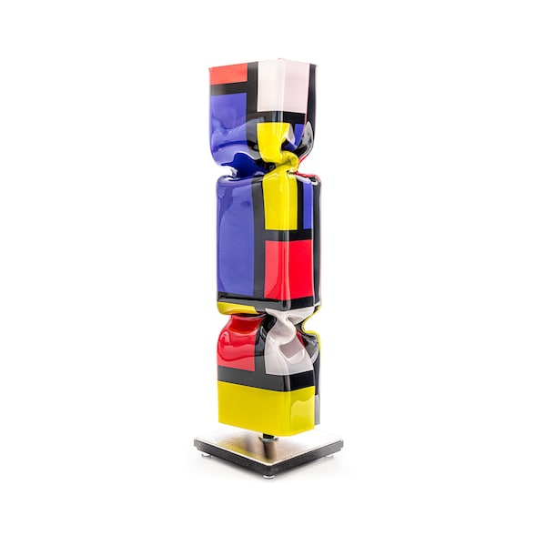 Piet Mondriaan I Homage to Pop Art Kunstwerk Candy Art 30cm by van Hassel