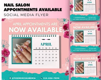Nail Salon Appointments Available Themed Flyer Canva Template