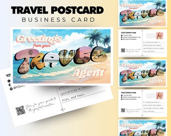 Reisebüro Visitenkarte, Postkarte Thema DIY Canva Vorlage