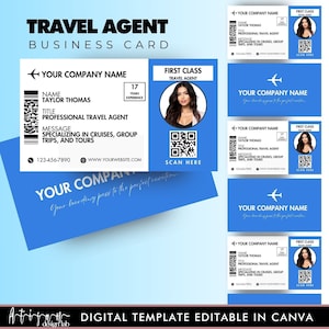 Canva-sjabloon voor visitekaartjes reisbureau