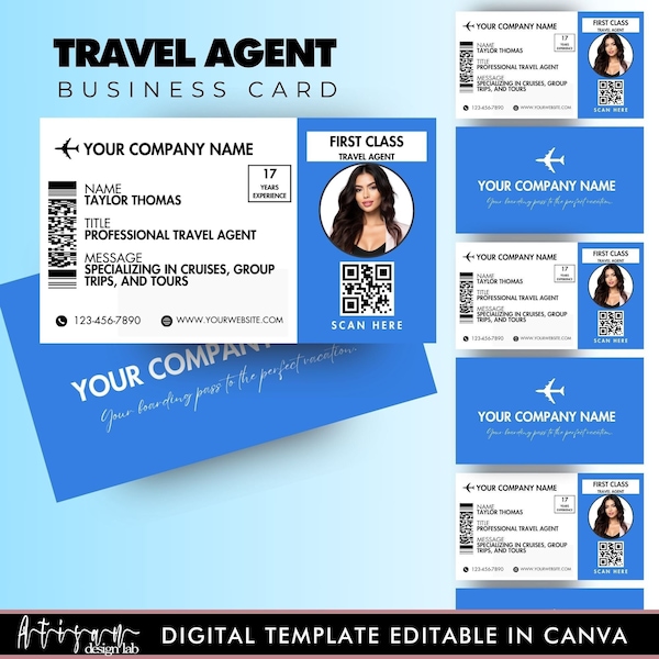 Travel Agent Business Card Canva Template