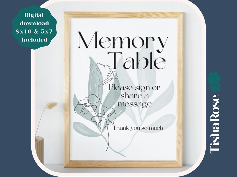 Funeral Wake Share a Memory Table Sign Set Digital Download Etsy UK