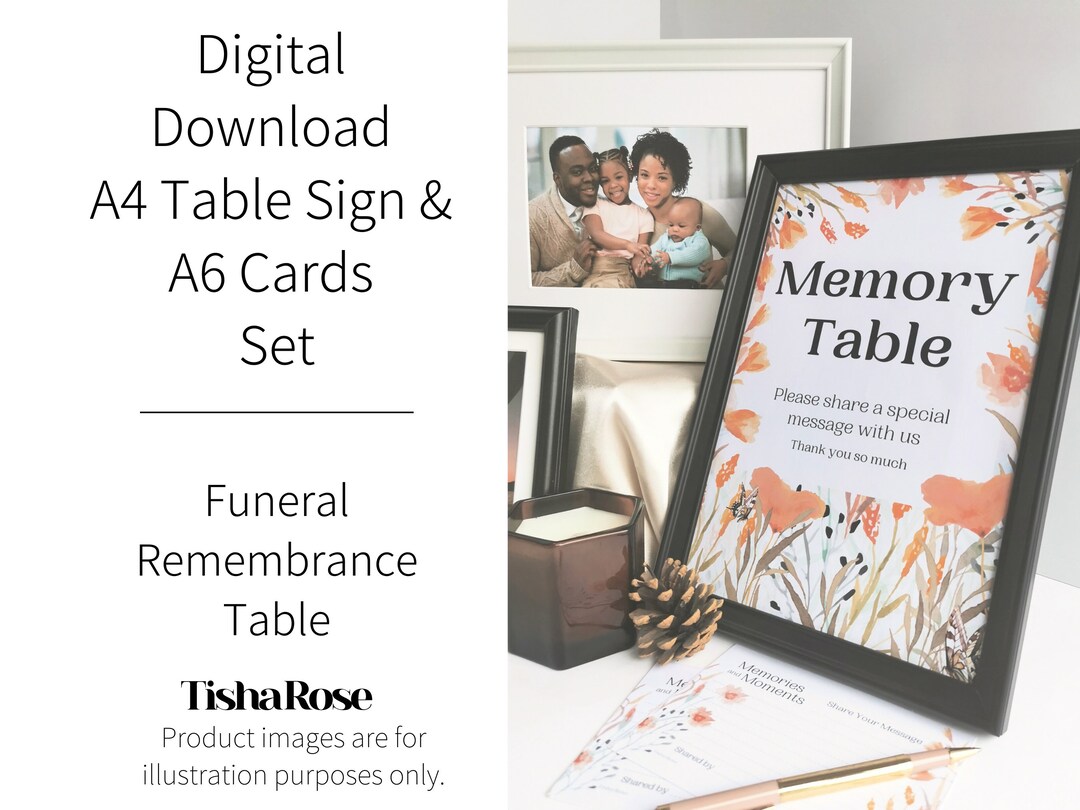Memorial A4/LETTER Memory Table Sign &amp; Share a Message Card - Etsy