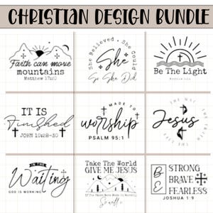 PACCHETTO di clipart e grafica cristiana, download digitale di versetti della Bibbia, Cricut, disegni a sublimazione, PNG, SVG, DXF, EPS