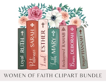 Floral Women of the Bible Clipart Bundle, Faith Journaling PNGs (Digital Download)