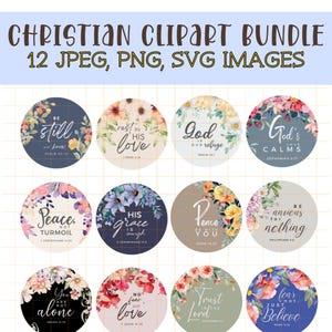 Christian clipart BUNDEL, 12 bijbelvers digitale downloads, Cricut, sublimatie ontwerpen, bijbelvers bundel, Jezus jpg, png, SVG